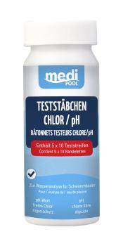 mediPool Teststäbchen Chlor/pH/Algenschutz 50 Stück Teststreifen